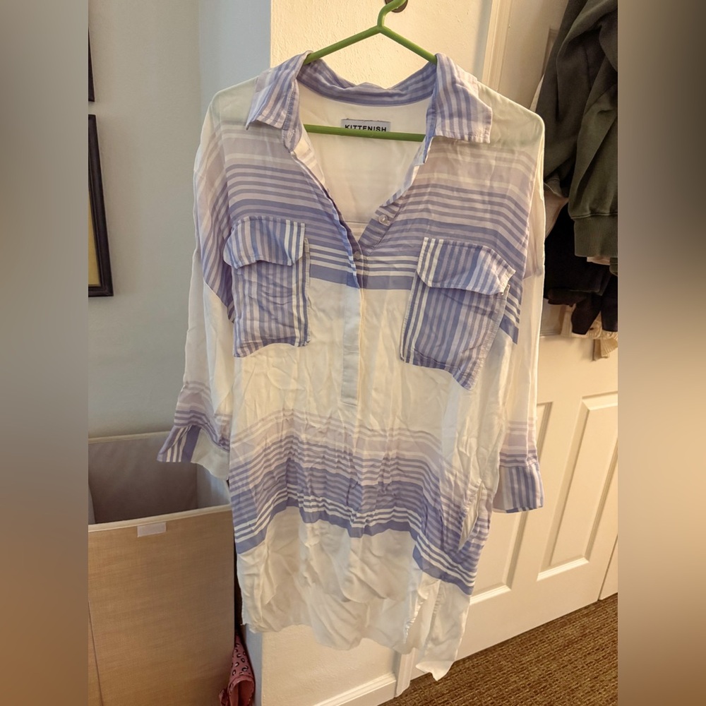 Kittenish Blue and White Striped Dress